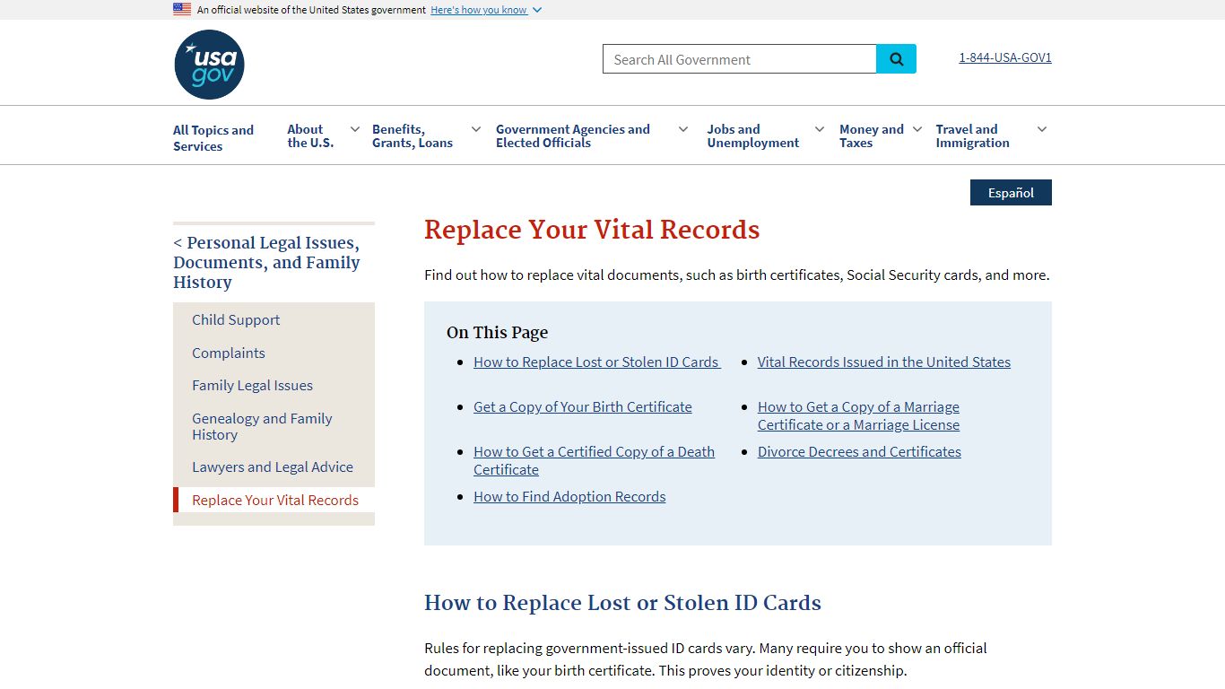 Replace Your Vital Records | USAGov